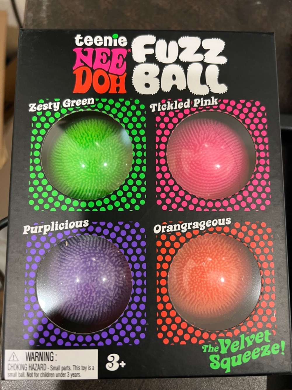 teenie NEE DOH Fuzz Ball 4-Pack - Green, Pink, Purple, Orange